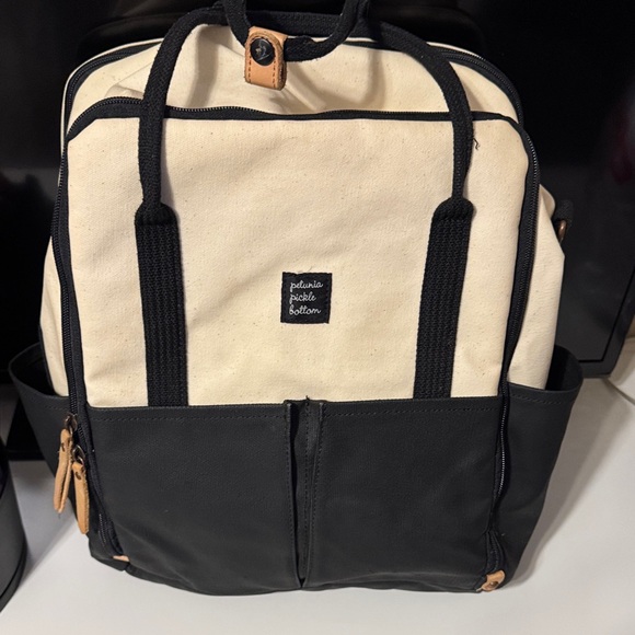 Petunia Pickle Bottom Black and Cream Backpack Diaper Bag